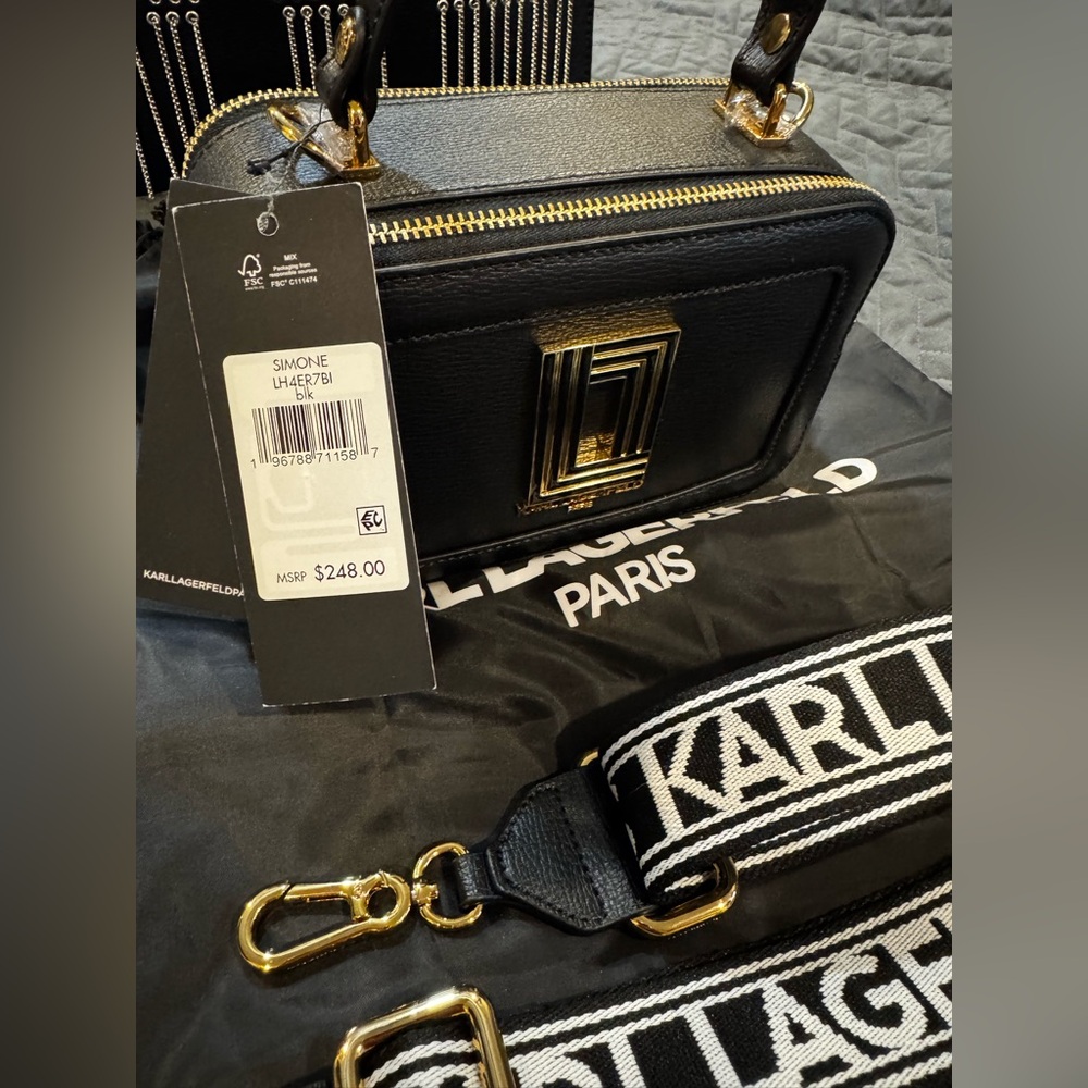 Karl Lagerfeld Black and Gold Handbag - Picture 3 of 6